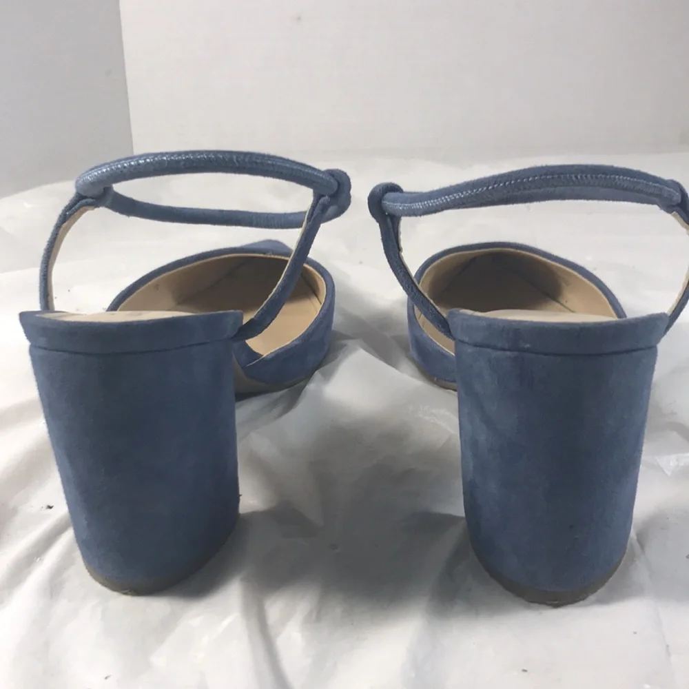 Marc Fisher LTD. Women’sMarlon Blue Suede Strappy  Pointy Toe Chunky Heels Shoes